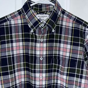 Spier & Mackay Madras Cotton LS Check Men's‎ 15 1/2 Tartan Plaid Shirt M Slim